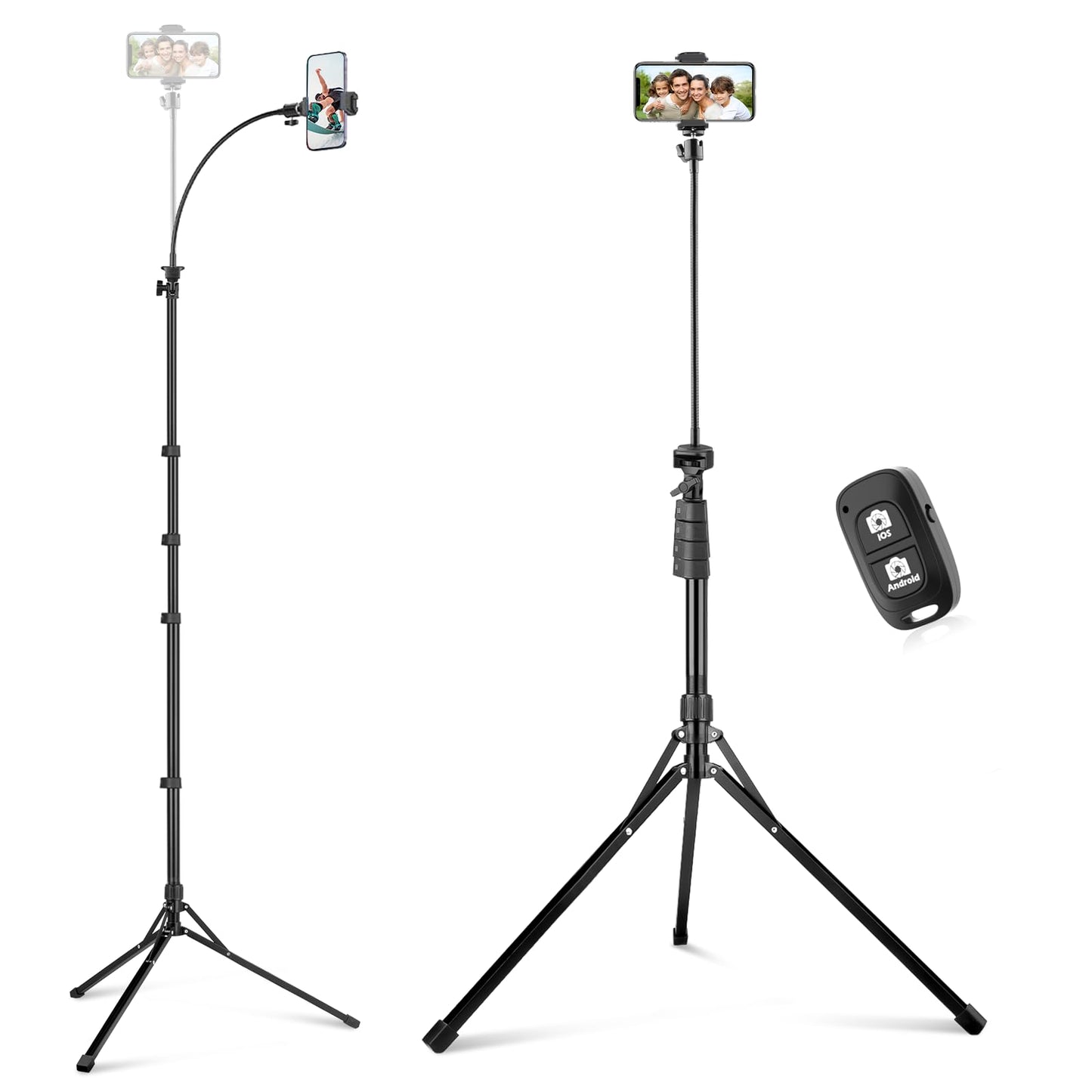 SENSYNE 62" Phone Tripod & Selfie Stick, Extendable Cell Phone Tripod Stand with Wireless Remote and Phone Holder, Compatible with iPhone Android Phone, Camera