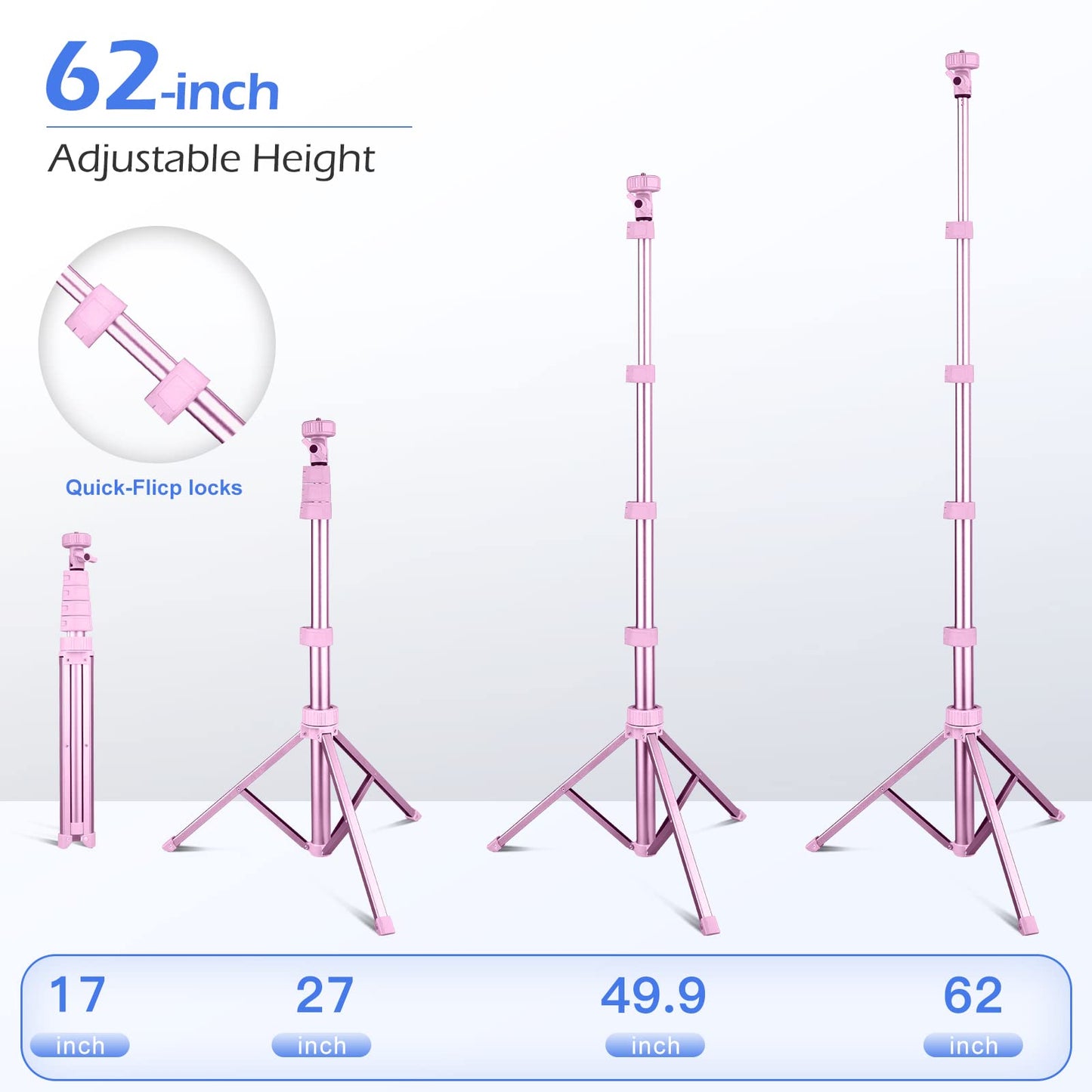 SENSYNE 62" Phone Tripod & Selfie Stick, Extendable Cell Phone Tripod Stand with Wireless Remote and Phone Holder, Compatible with iPhone Android Phone, Camera