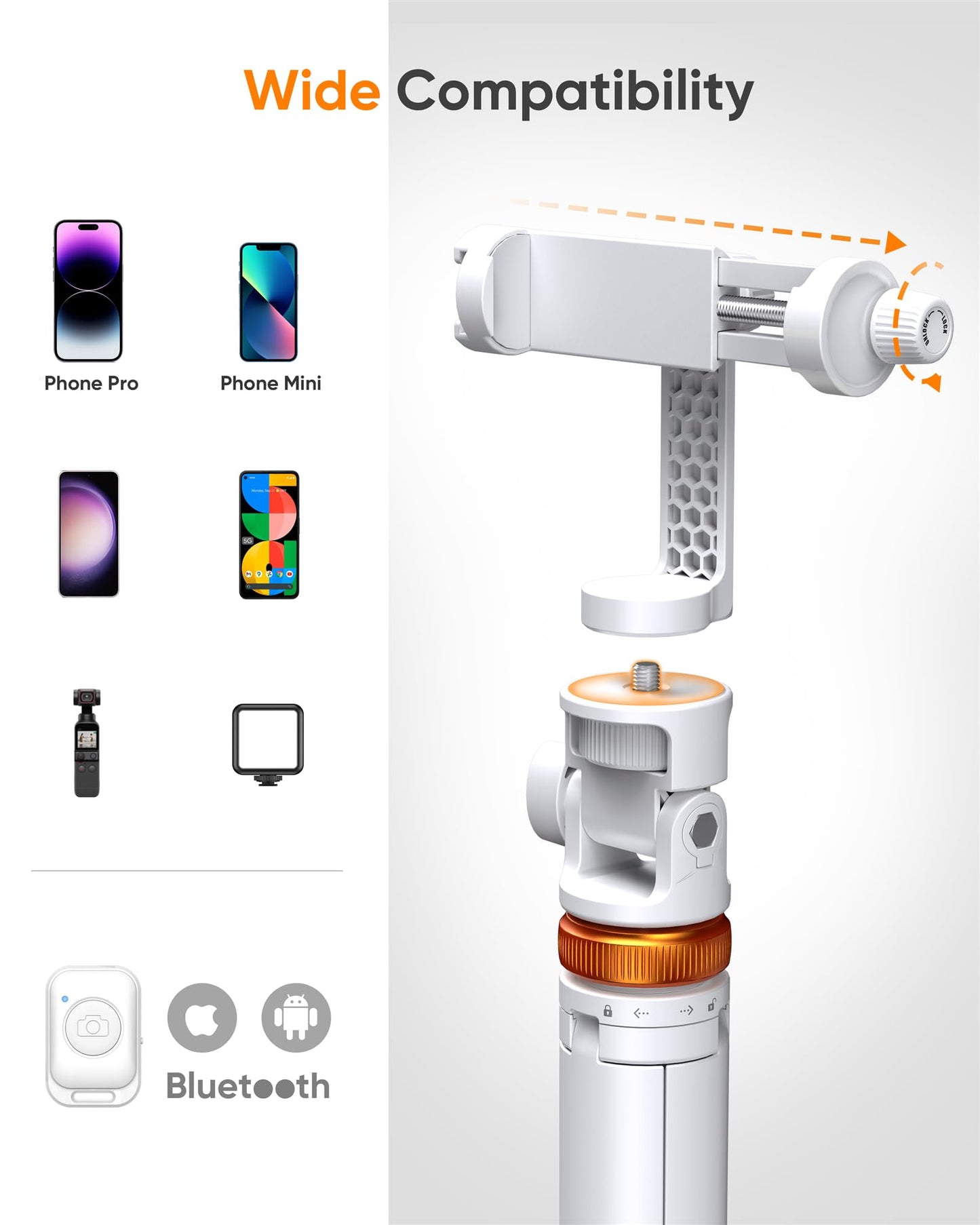EUCOS 62" Phone Tripod, Tripod for iPhone & Selfie Stick Tripod with Remote, Extendable Phone Tripod Stand & Travel Tripod, Solidest Cell Phone Tripod Compatible with iPhone/Android