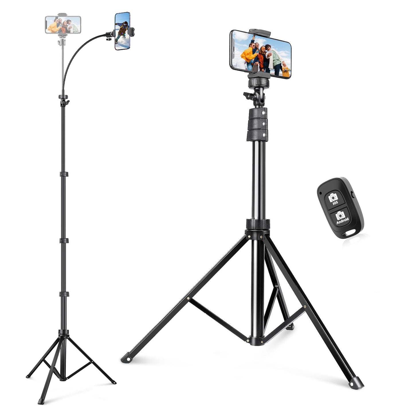 SENSYNE 62" Phone Tripod & Selfie Stick, Extendable Cell Phone Tripod Stand with Wireless Remote and Phone Holder, Compatible with iPhone Android Phone, Camera