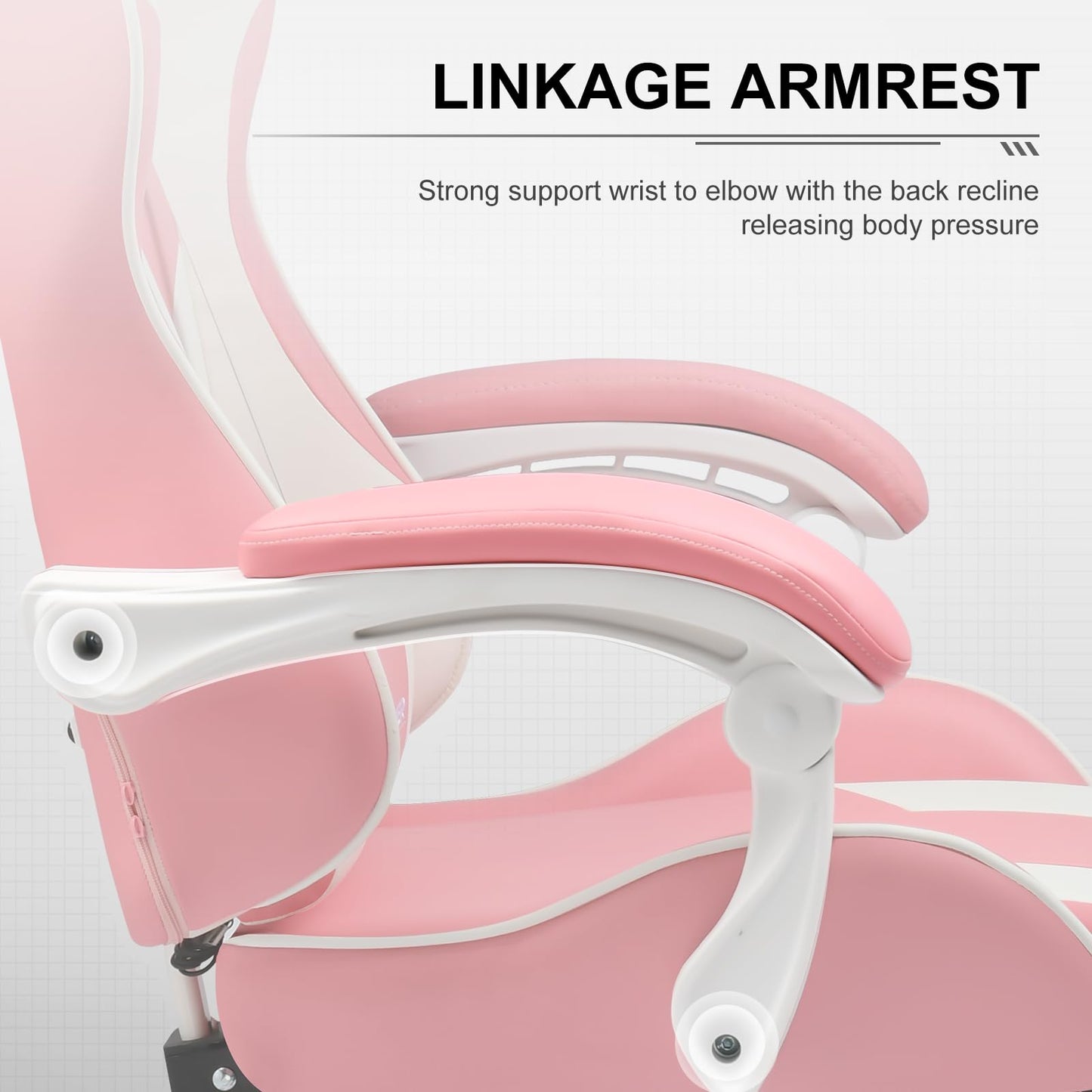 GTPLAYER Gaming Chair, Computer Chair with Footrest and Lumbar Support, Height Adjustable Game Chair with 360°-Swivel Seat and Headrest and for Office or Gaming (White)