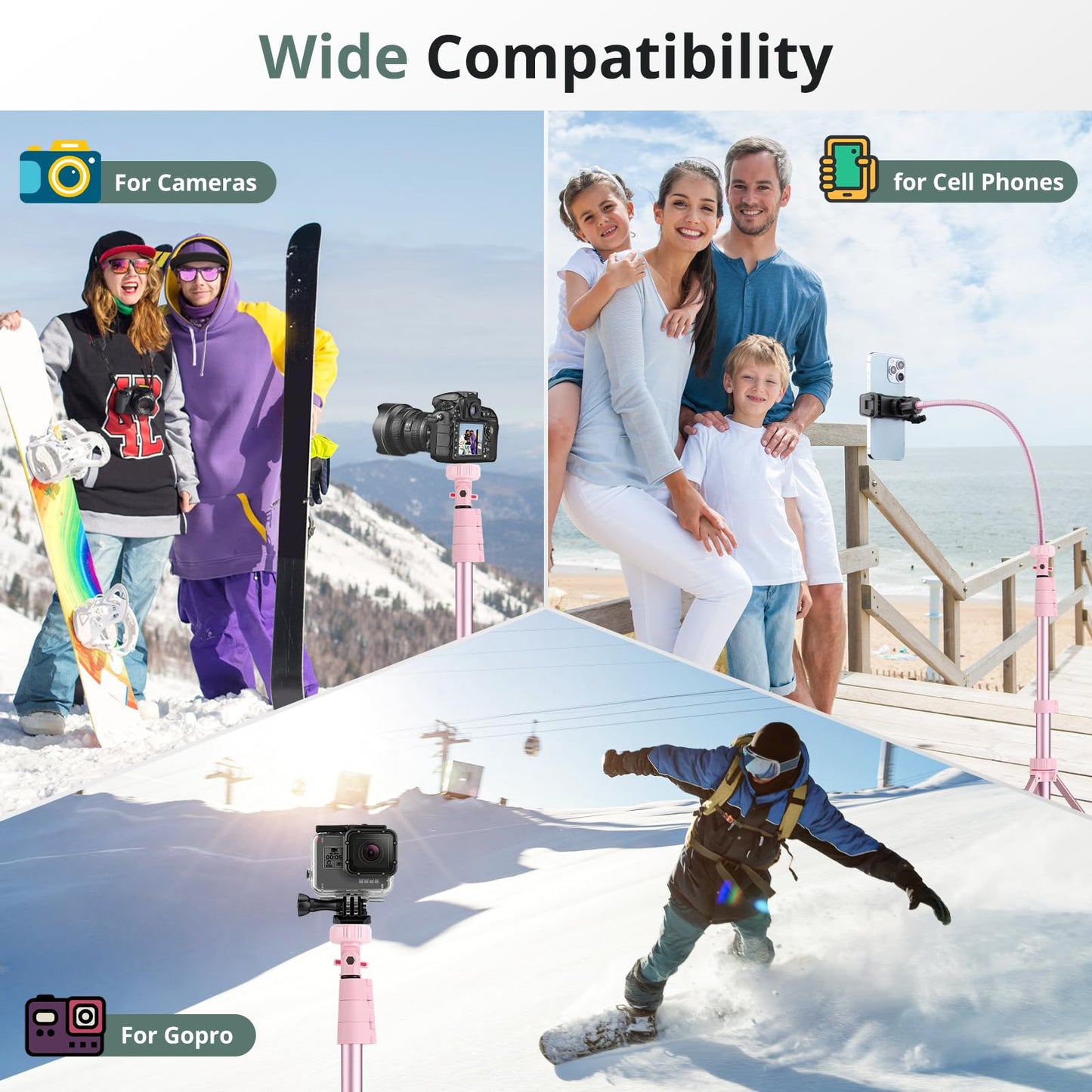 SENSYNE 62" Phone Tripod & Selfie Stick, Extendable Cell Phone Tripod Stand with Wireless Remote and Phone Holder, Compatible with iPhone Android Phone, Camera