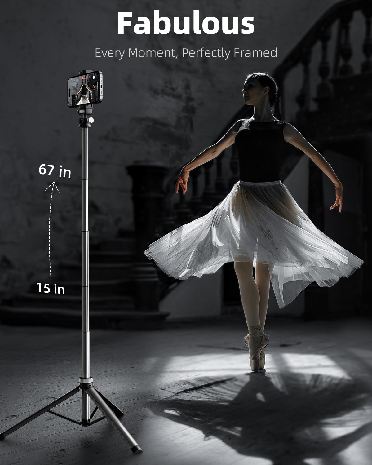 EUCOS 62" Phone Tripod, Tripod for iPhone & Selfie Stick Tripod with Remote, Extendable Phone Tripod Stand & Travel Tripod, Solidest Cell Phone Tripod Compatible with iPhone/Android