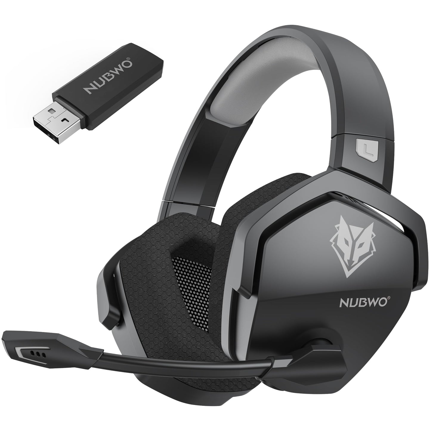 NUBWO G06 Dual Wireless Gaming Headset with Microphone for PS5, PS4, PC - 23ms Low Latency Audio - 100-Hour of Playtime - 50mm Drivers (Black-Orange)