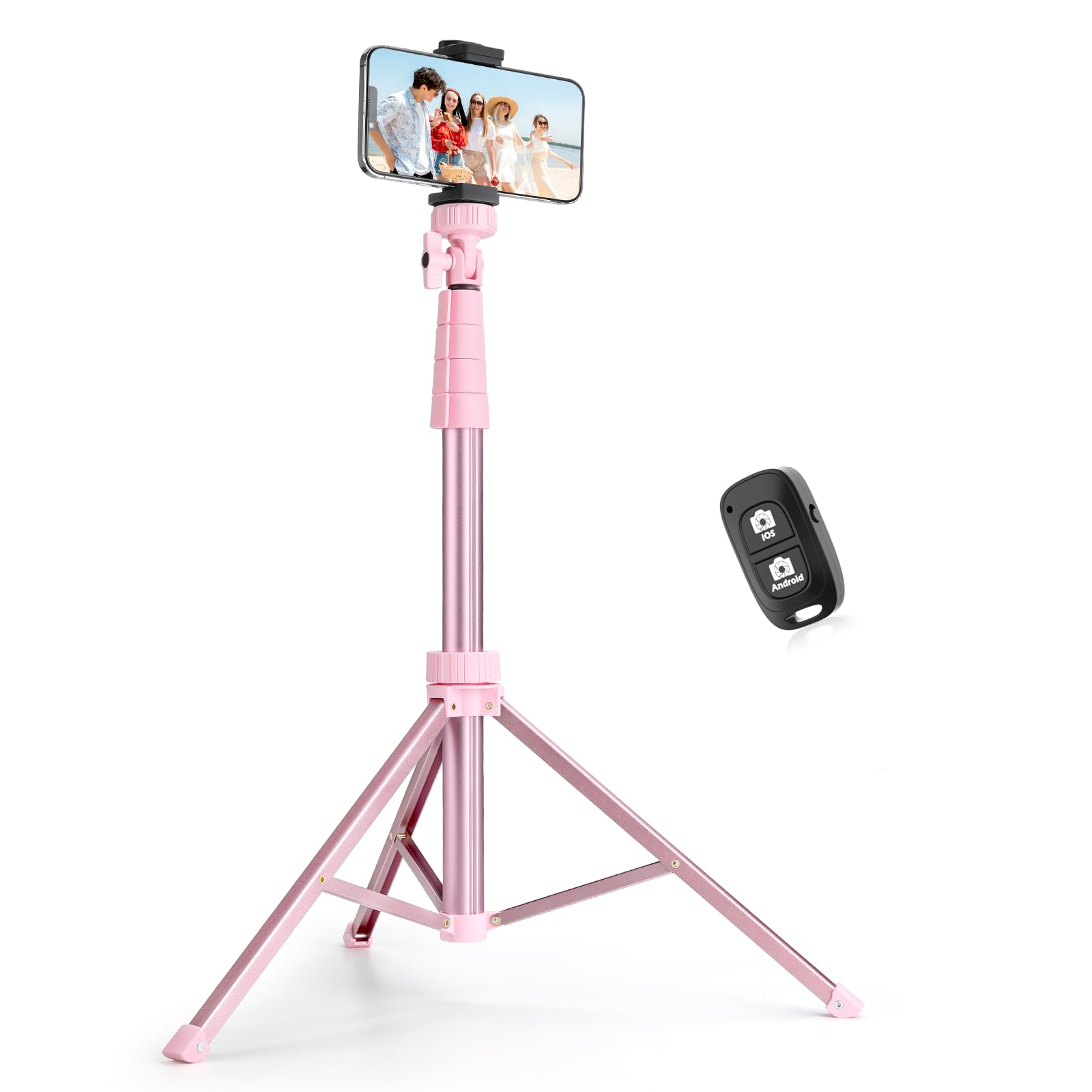 SENSYNE 62" Phone Tripod & Selfie Stick, Extendable Cell Phone Tripod Stand with Wireless Remote and Phone Holder, Compatible with iPhone Android Phone, Camera