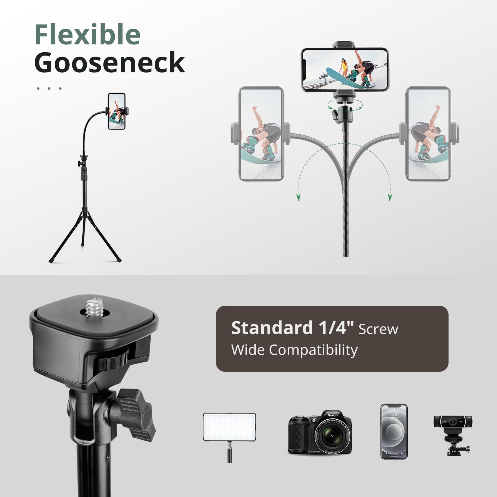 SENSYNE 62" Phone Tripod & Selfie Stick, Extendable Cell Phone Tripod Stand with Wireless Remote and Phone Holder, Compatible with iPhone Android Phone, Camera