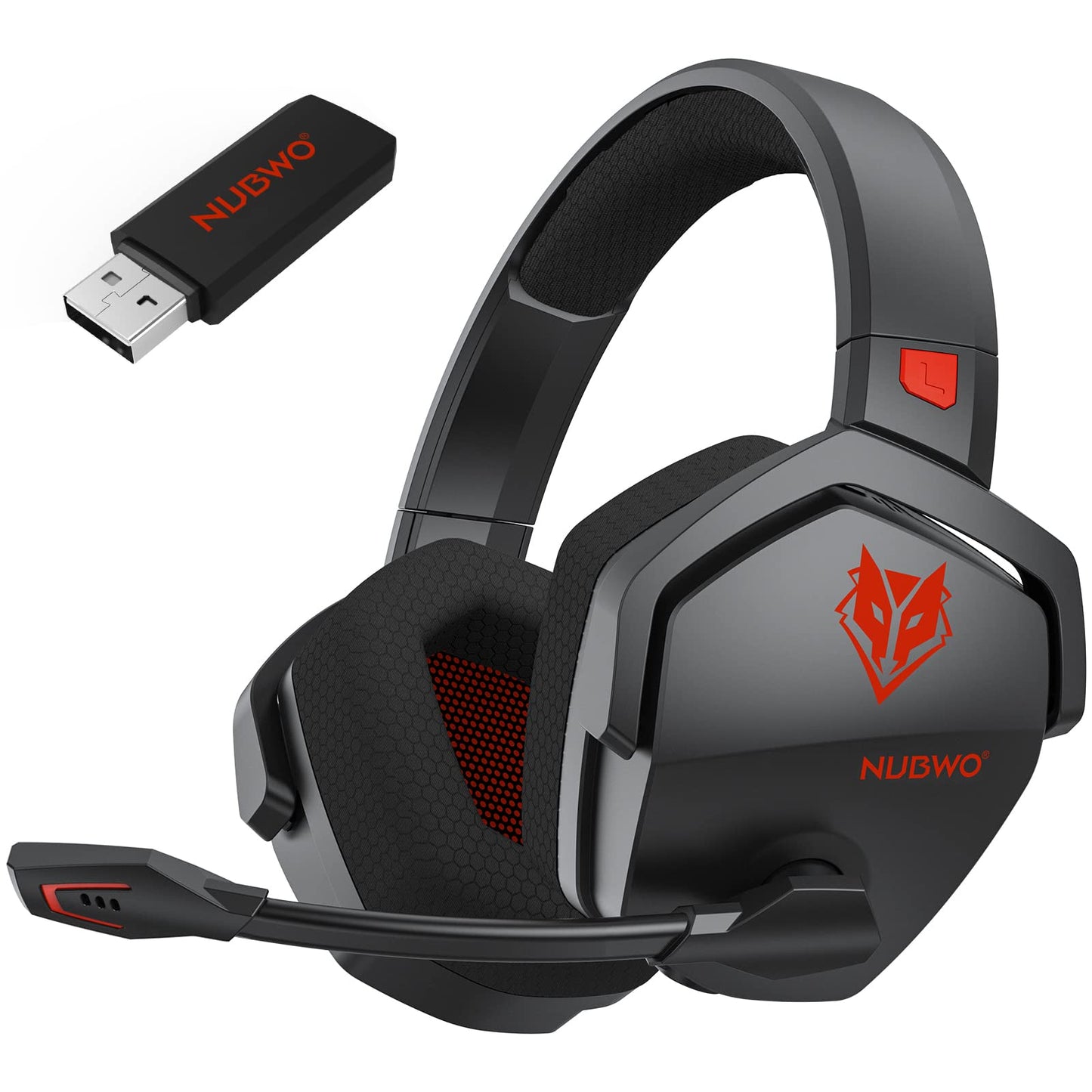 NUBWO G06 Dual Wireless Gaming Headset with Microphone for PS5, PS4, PC - 23ms Low Latency Audio - 100-Hour of Playtime - 50mm Drivers (Black-Orange)