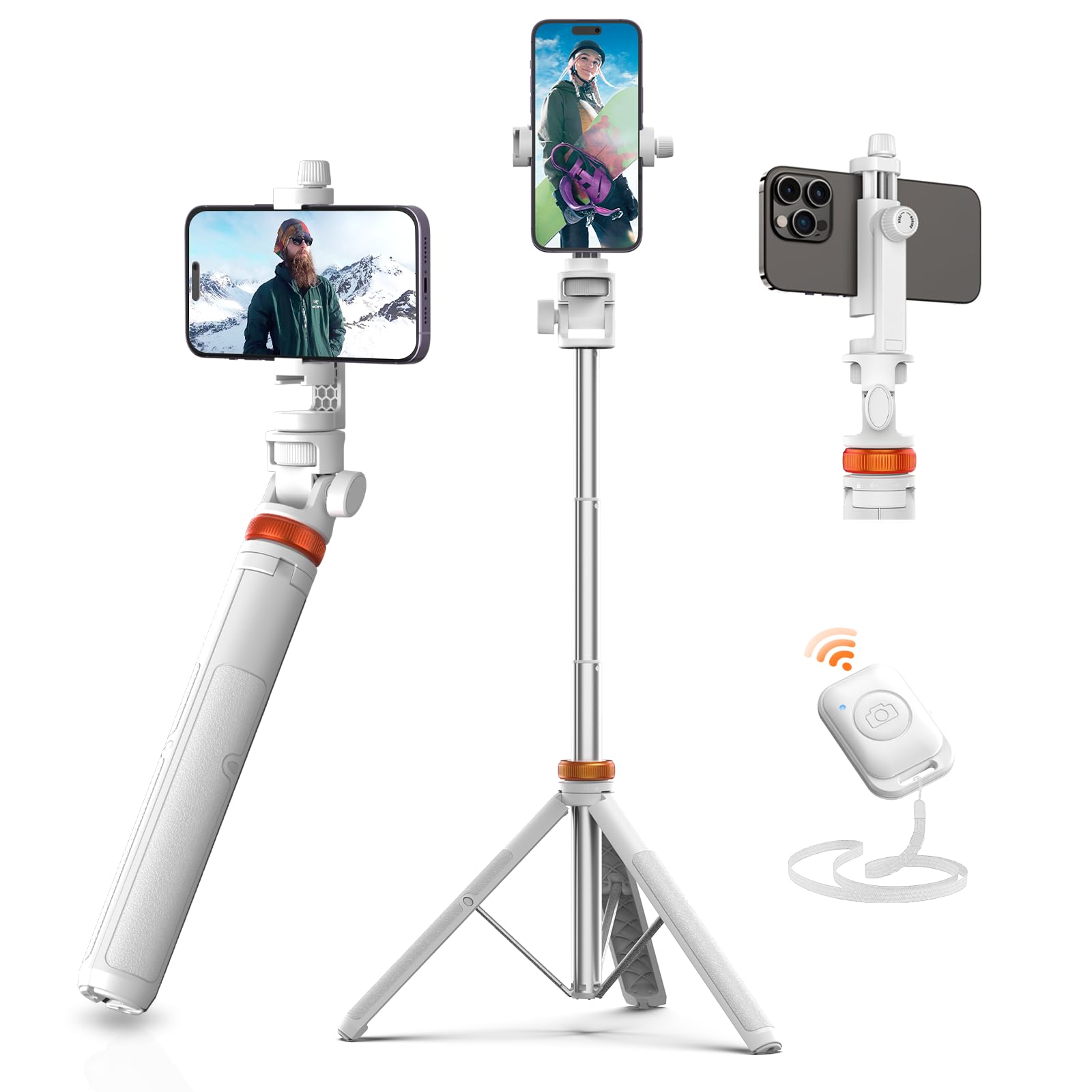 EUCOS 62" Phone Tripod, Tripod for iPhone & Selfie Stick Tripod with Remote, Extendable Phone Tripod Stand & Travel Tripod, Solidest Cell Phone Tripod Compatible with iPhone/Android