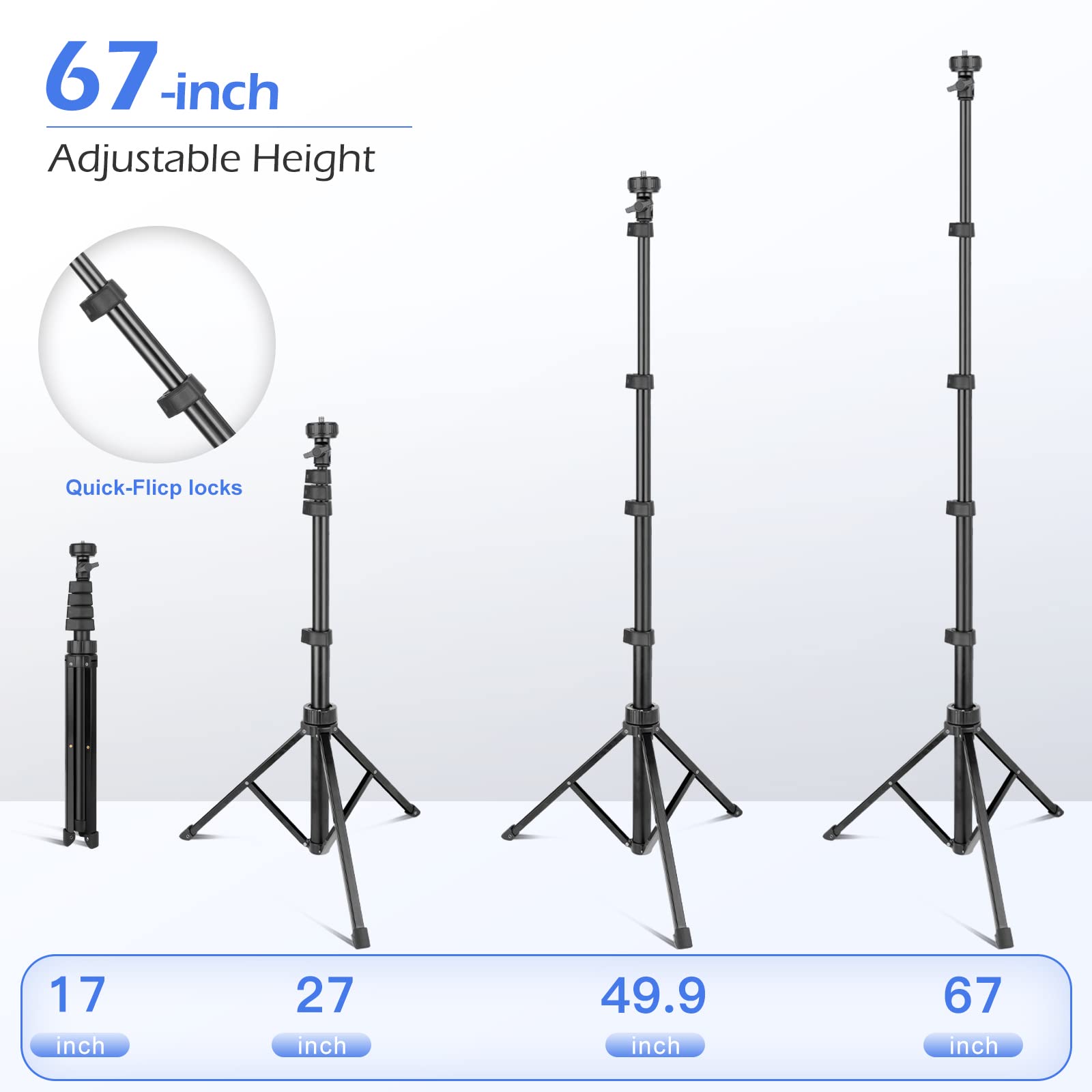 SENSYNE 62" Phone Tripod & Selfie Stick, Extendable Cell Phone Tripod Stand with Wireless Remote and Phone Holder, Compatible with iPhone Android Phone, Camera