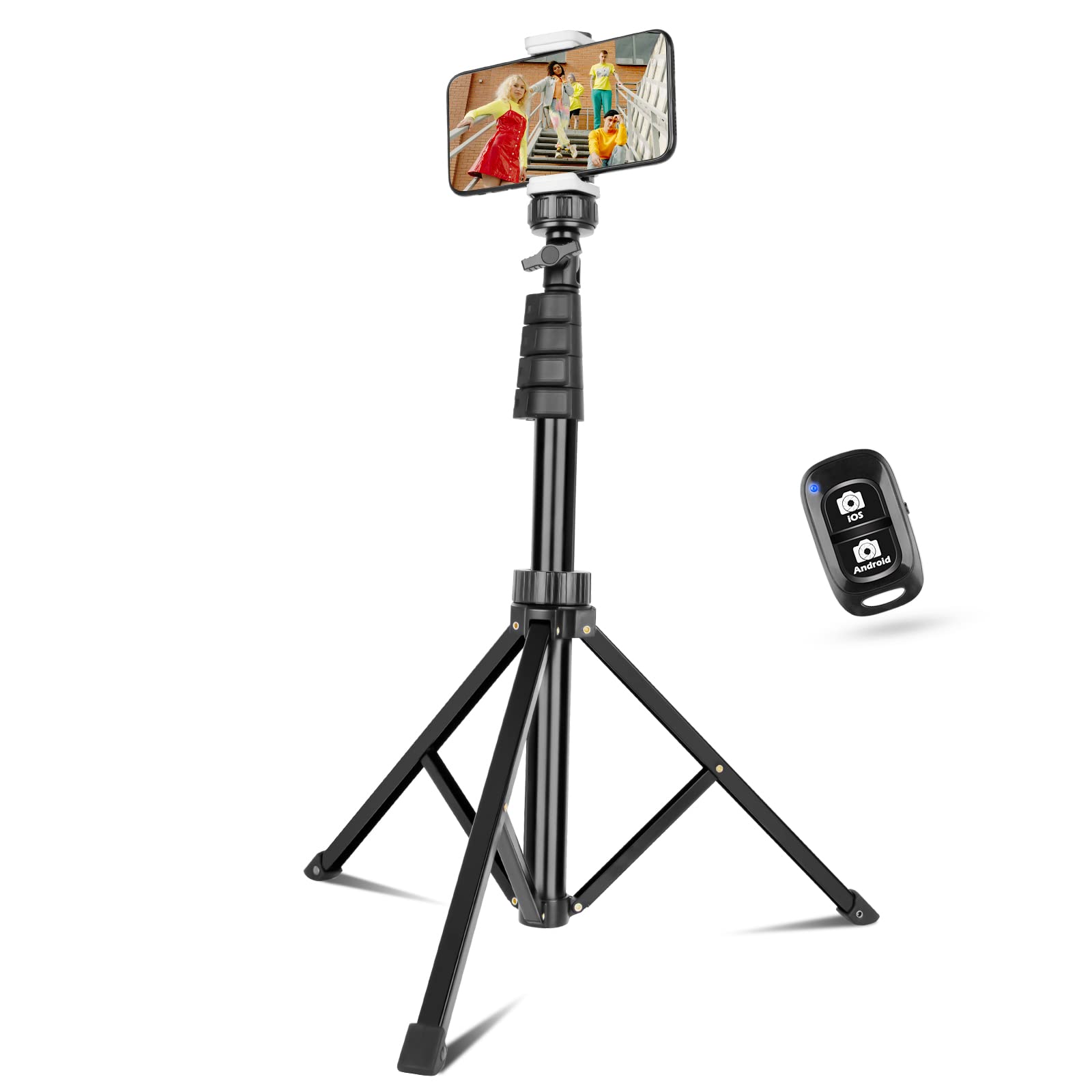 SENSYNE 62" Phone Tripod & Selfie Stick, Extendable Cell Phone Tripod Stand with Wireless Remote and Phone Holder, Compatible with iPhone Android Phone, Camera