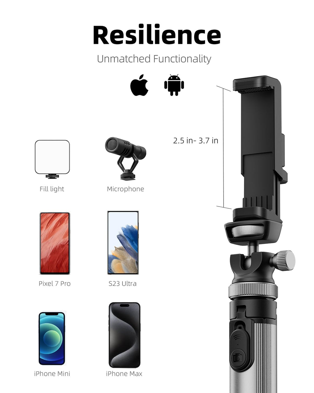 EUCOS 62" Phone Tripod, Tripod for iPhone & Selfie Stick Tripod with Remote, Extendable Phone Tripod Stand & Travel Tripod, Solidest Cell Phone Tripod Compatible with iPhone/Android