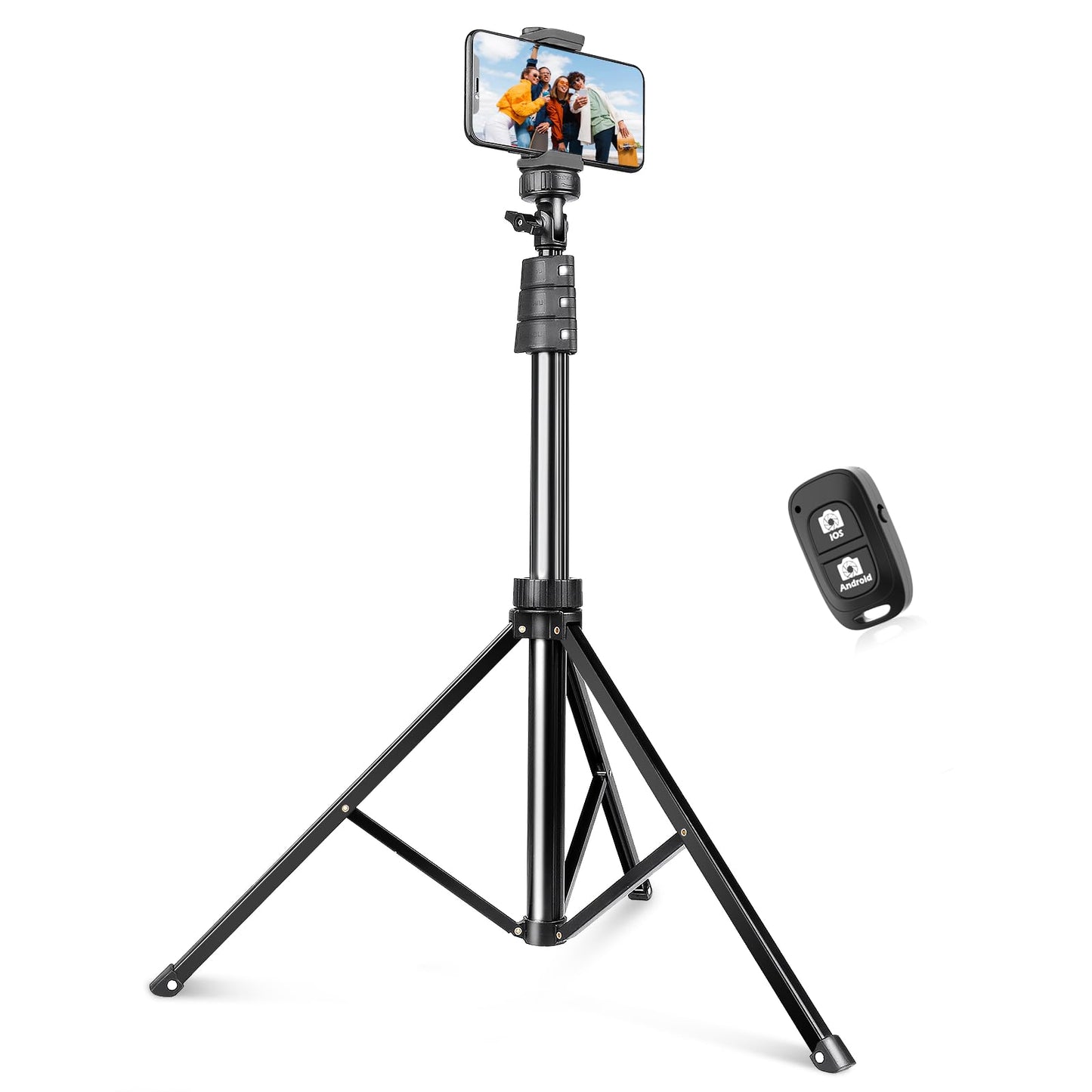 SENSYNE 62" Phone Tripod & Selfie Stick, Extendable Cell Phone Tripod Stand with Wireless Remote and Phone Holder, Compatible with iPhone Android Phone, Camera