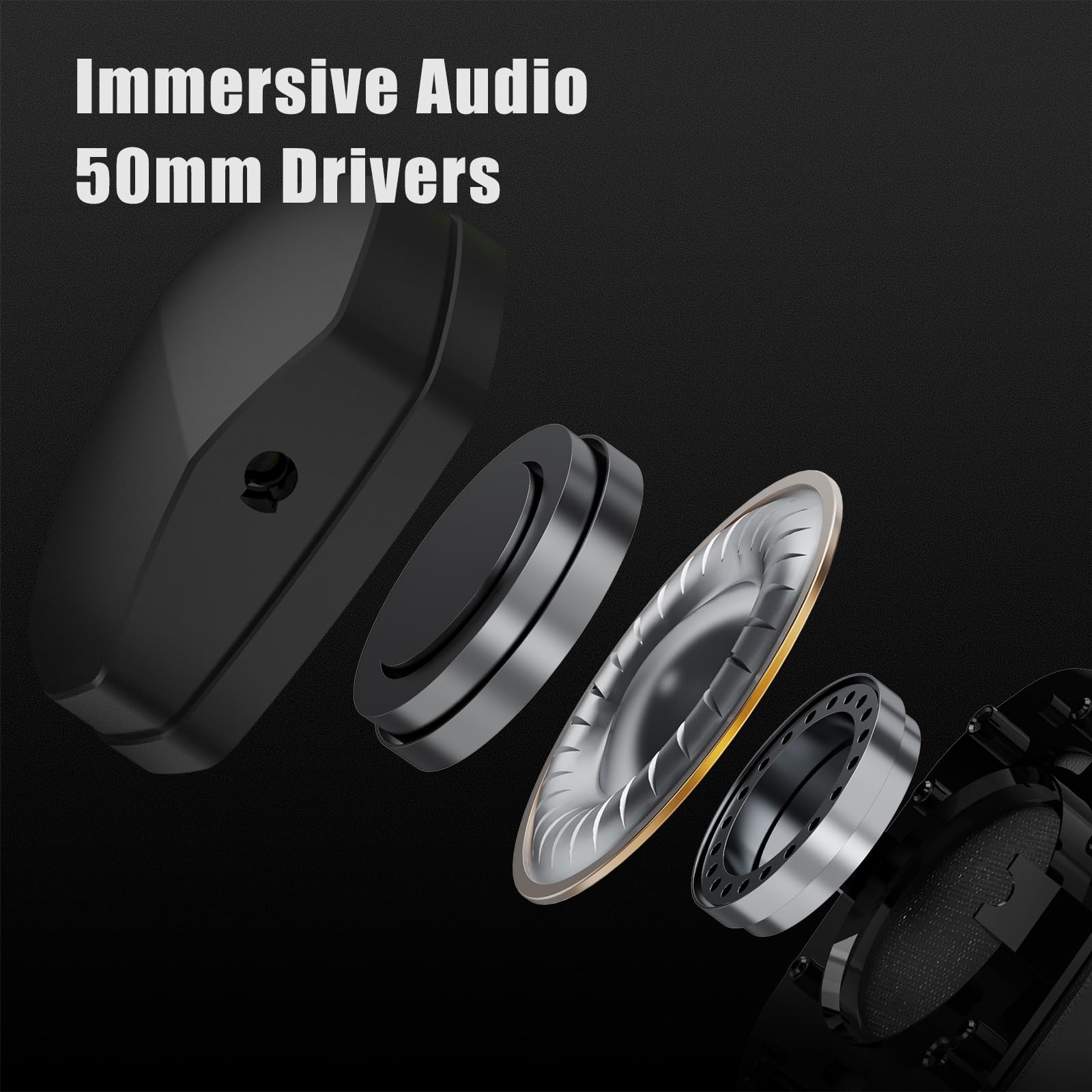 NUBWO G06 Dual Wireless Gaming Headset with Microphone for PS5, PS4, PC - 23ms Low Latency Audio - 100-Hour of Playtime - 50mm Drivers (Black-Orange)