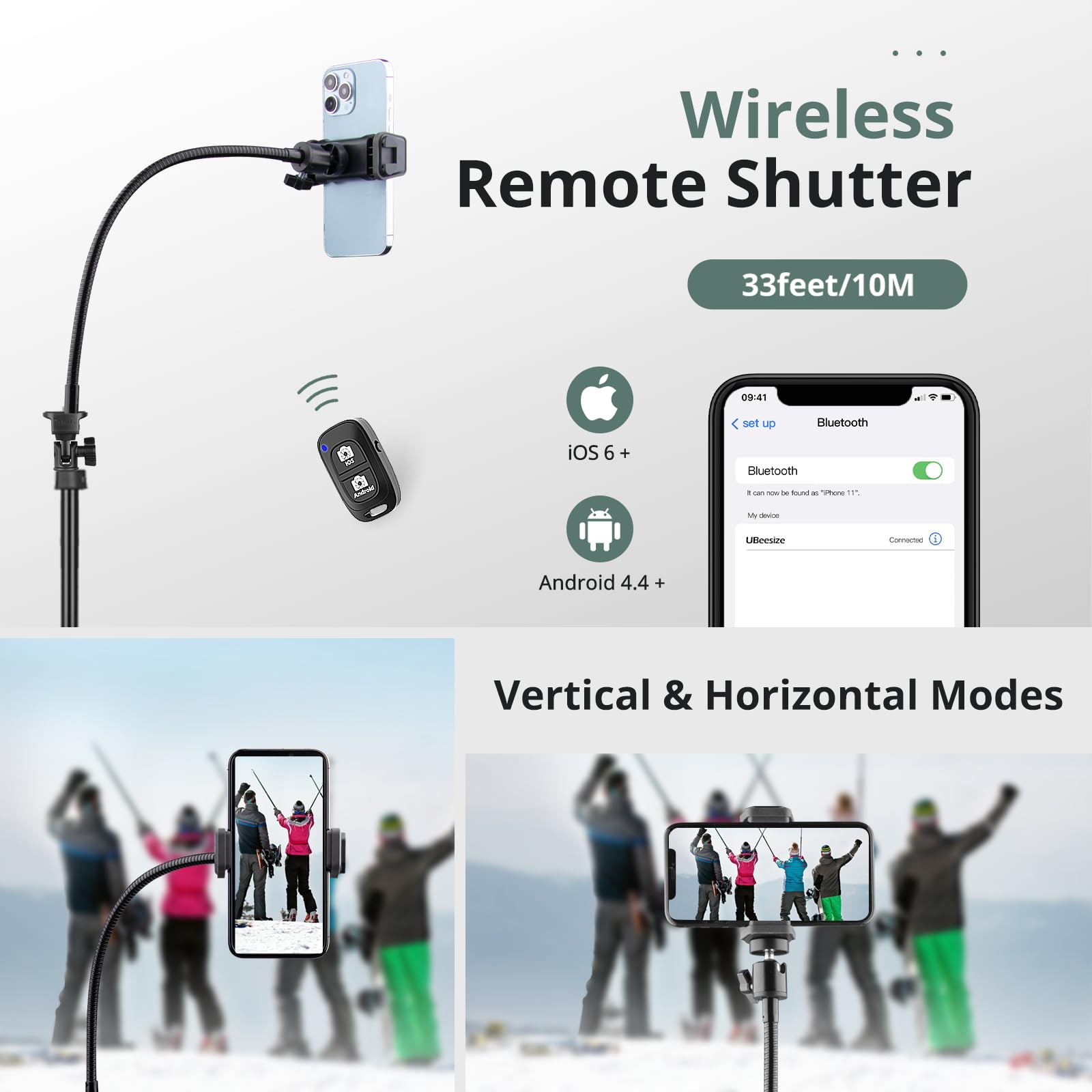 SENSYNE 62" Phone Tripod & Selfie Stick, Extendable Cell Phone Tripod Stand with Wireless Remote and Phone Holder, Compatible with iPhone Android Phone, Camera