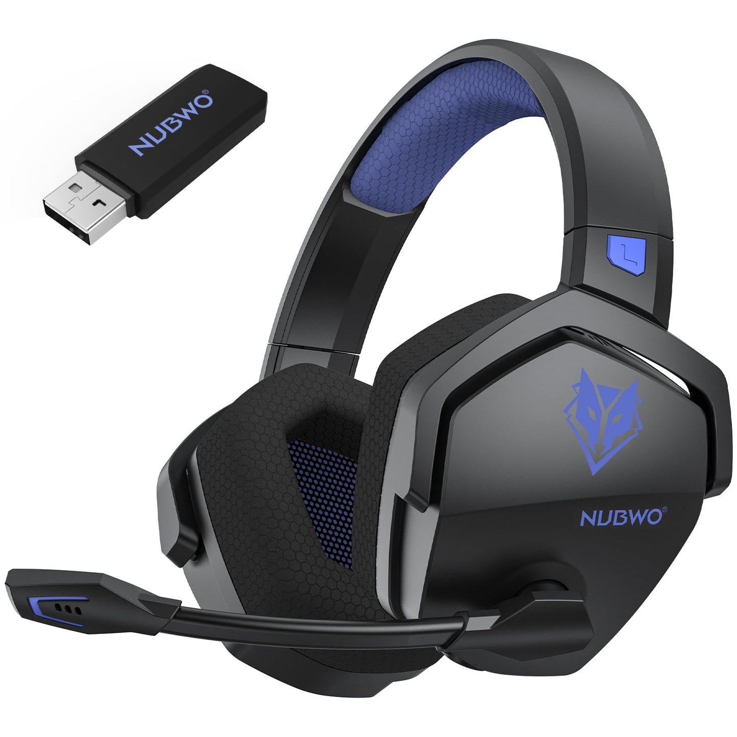 NUBWO G06 Dual Wireless Gaming Headset with Microphone for PS5, PS4, PC - 23ms Low Latency Audio - 100-Hour of Playtime - 50mm Drivers (Black-Orange)