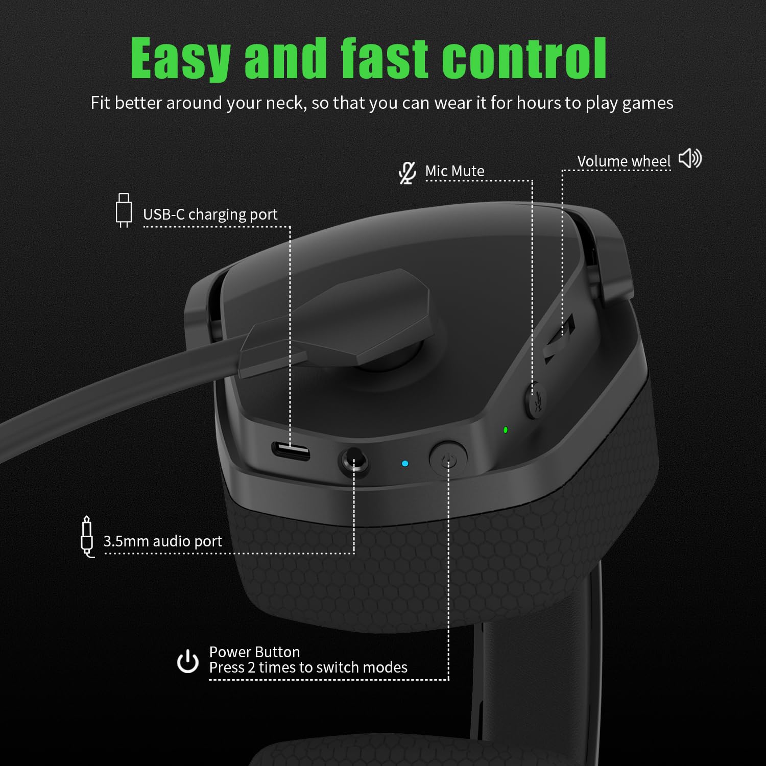 NUBWO G06 Dual Wireless Gaming Headset with Microphone for PS5, PS4, PC - 23ms Low Latency Audio - 100-Hour of Playtime - 50mm Drivers (Black-Orange)