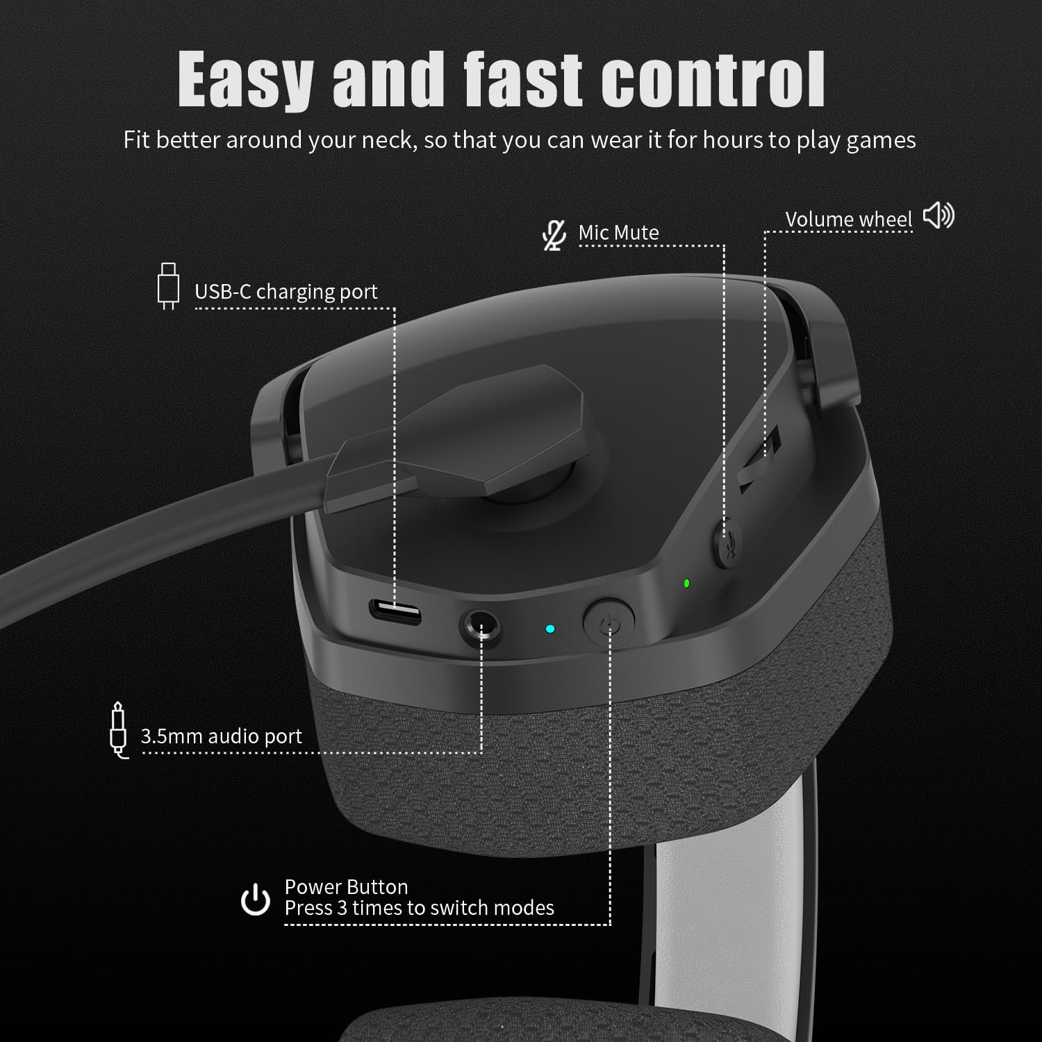 NUBWO G06 Dual Wireless Gaming Headset with Microphone for PS5, PS4, PC - 23ms Low Latency Audio - 100-Hour of Playtime - 50mm Drivers (Black-Orange)