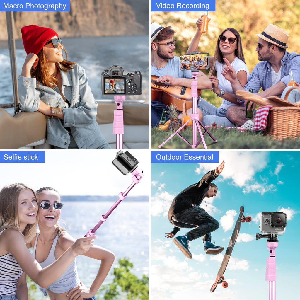 SENSYNE 62" Phone Tripod & Selfie Stick, Extendable Cell Phone Tripod Stand with Wireless Remote and Phone Holder, Compatible with iPhone Android Phone, Camera