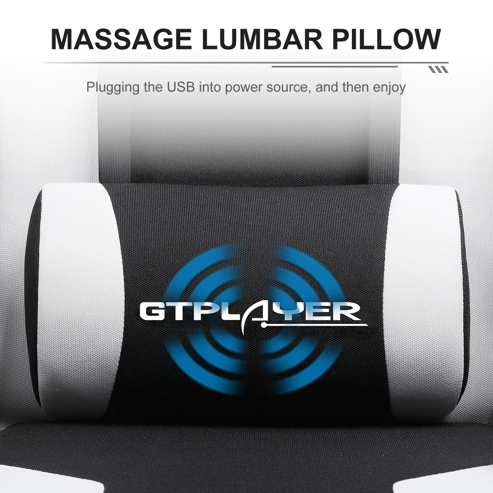 GTPLAYER Gaming Chair, Computer Chair with Footrest and Lumbar Support, Height Adjustable Game Chair with 360°-Swivel Seat and Headrest and for Office or Gaming (White)