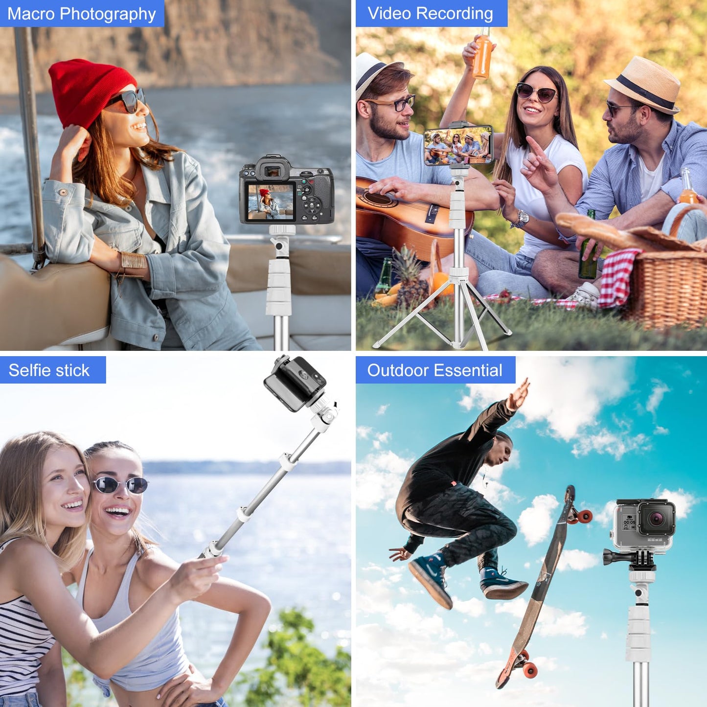 SENSYNE 62" Phone Tripod & Selfie Stick, Extendable Cell Phone Tripod Stand with Wireless Remote and Phone Holder, Compatible with iPhone Android Phone, Camera